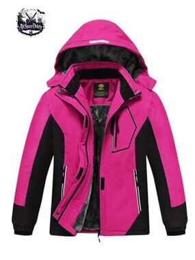 Girls Waterproof Fleece Lined Ski Jacket Winter Snow Coat Hooded